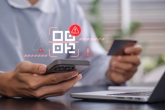 QR Code Payment Fraud Detection for Secure Mobile Banking and Digital Transaction Security, Smartphone Scan Warning and Suspicious Payment Alert for Financial Risk Management and Fraud Prevention