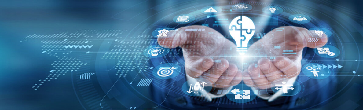 Creative problem solving. Innovative strategies. Strategic resolution. Effective results. Expert vision. Manager hands hold Solutions blueprint, mapping paths to success for corporate clients.