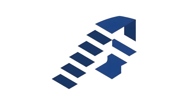 Blue Isometric Staircase Logo Design Featuring Geometric Architectural Steps for Business Growth and Success Concepts