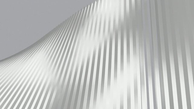 White Slatted Wave Rising and Twisting Against Soft Gray
