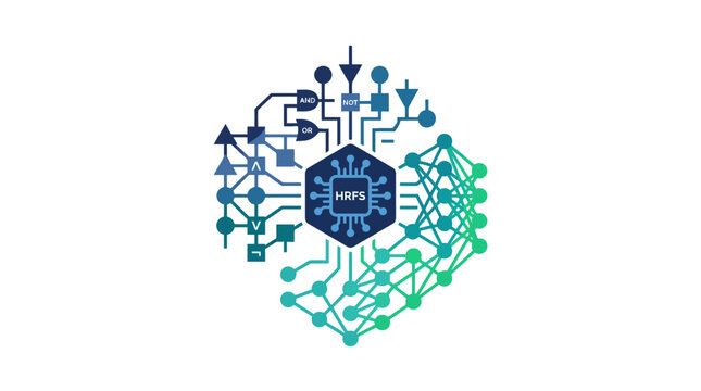 Abstract teal hexagonal network node icon.