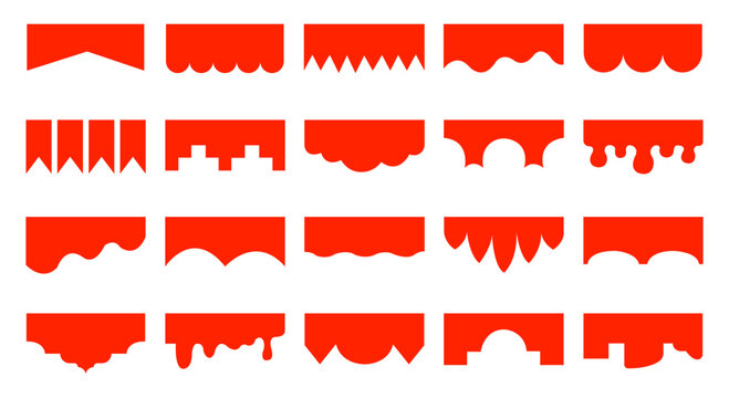 Red awning border set for shop front design and store canopy