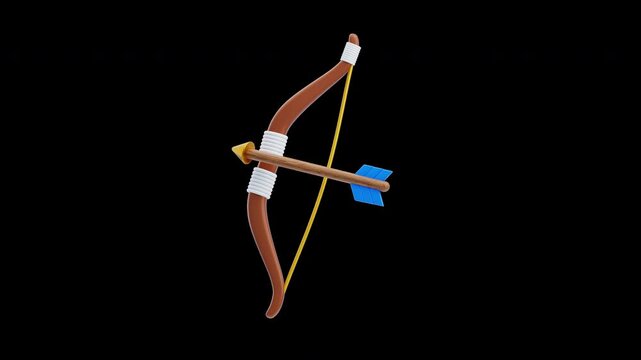3D Animation of Wooden bow and arrow