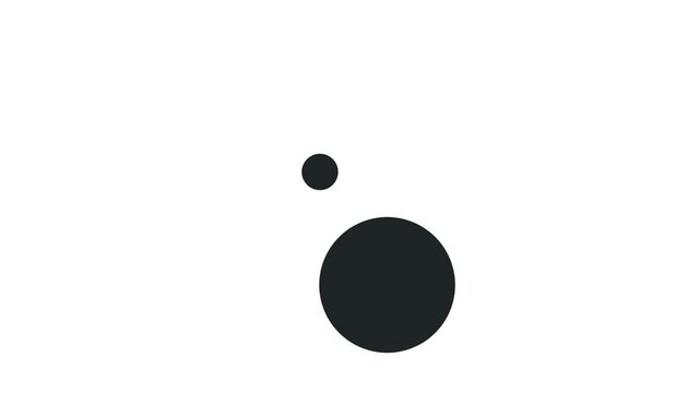 A large ball or circle moves back and forth in a gig-zag motion. A small atom or molecule, passing by and falling, attempts to hit the object.