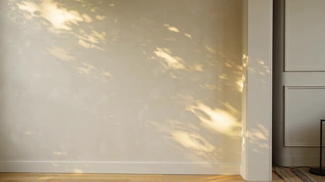 Sunlight spots dancing on interior wall, natural light pattern