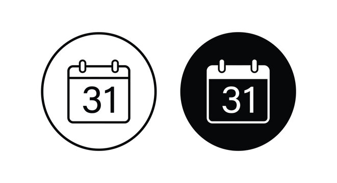 Calendar with thirty first date displayed as a circular silhouette