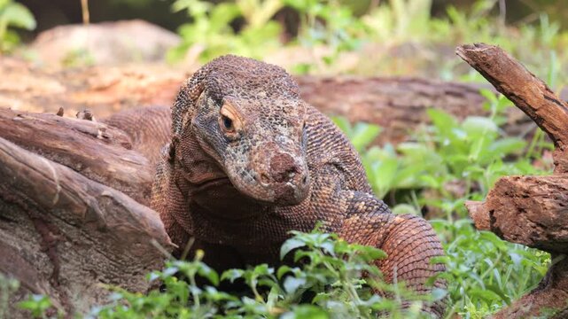Komodo Dragon flick out their long, forked tongues to "taste" or "smell" the air to track food and navigate their surroundings
