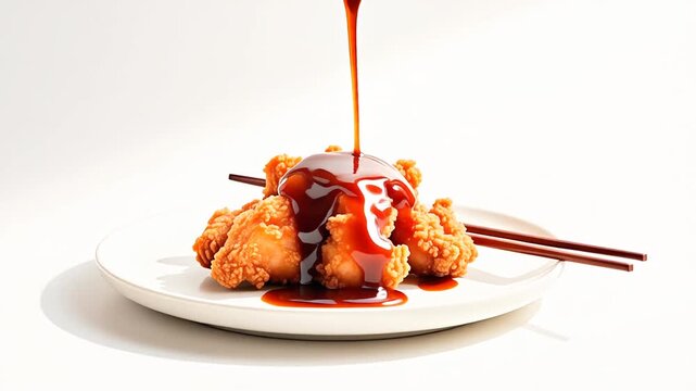 Minimalist Korean Fried Chicken on a Flat White Plate