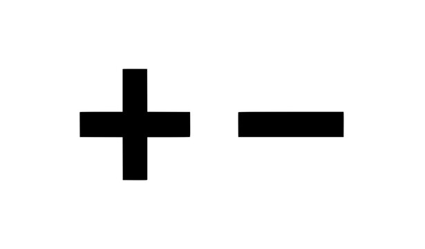 Plus and Minus Solid Black Vector Symbols for Arithmetic and Calculator Design