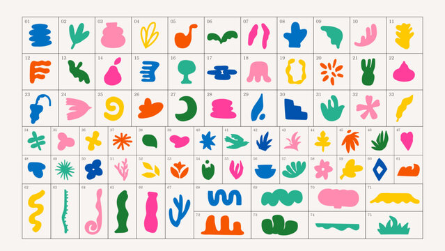 Abstract Organic Shape Collection 001 - Colorful Playful Freeform Shapes and Decorative Elements Vector Set