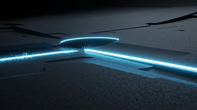Glowing Line Crossing in a Dark Scene