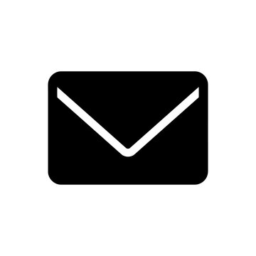 Vector illustration of black envelope icon for email communication, digital messaging symbol, simple flat vector graphic representing mail and correspondence