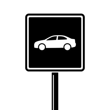 Vector illustration of road sign icon with a car symbol, representing traffic regulations, highway driving, or vehicle access