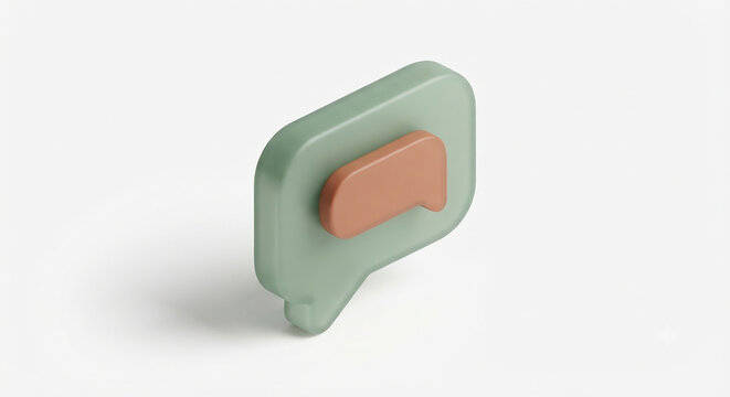 Minimalist 3D Chat Bubble Speech Icon Concept on White Background