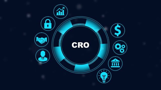 Cro conversion rate optimization concept with digital hud interface and business animation digital marketing