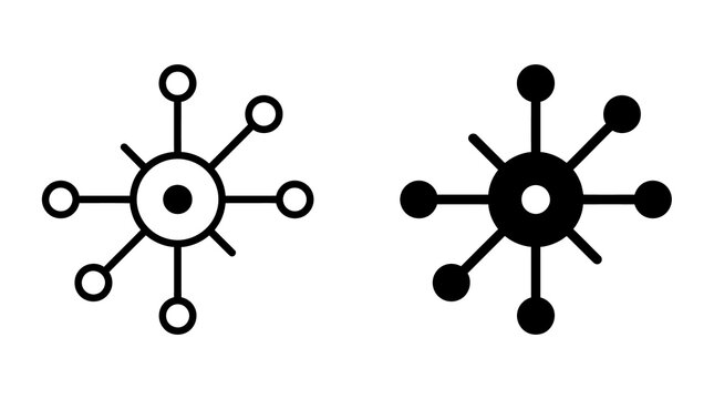 Network connection node icon set with radial points for data communication and digital system diagrams.