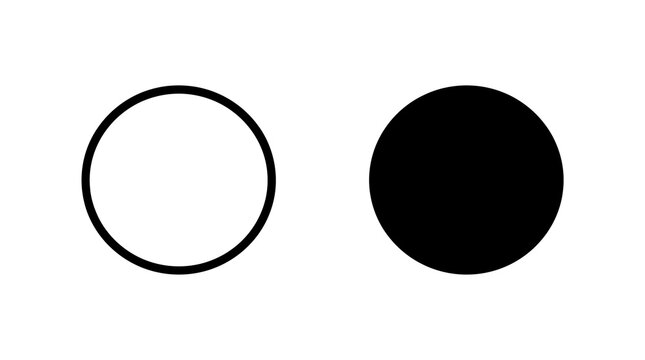 Simple circle icon set containing outline and filled black shapes for basic geometric design elements.