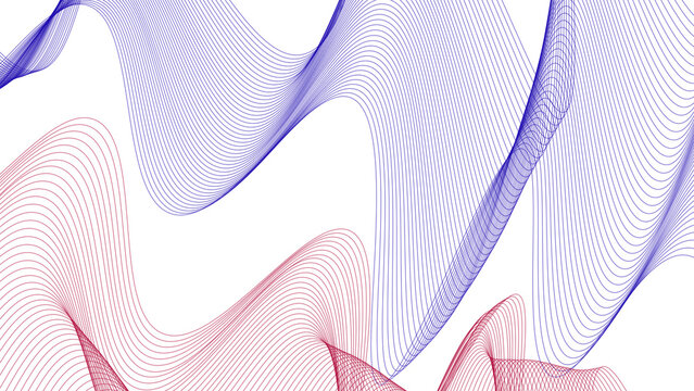 Abstract digital wave pattern featuring flowing red and blue lin
