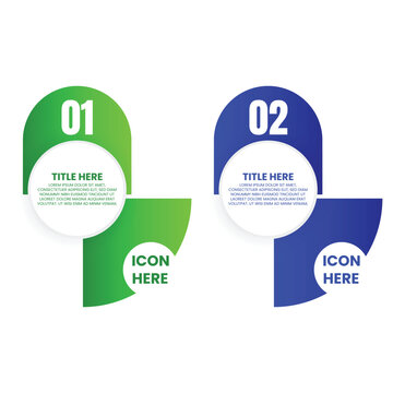 Two Step Green and Blue Infographic with Split Circular Shapes Numbered Sections