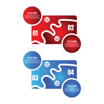 Four Step Red and Blue Route Infographic with Wavy Connector Lines