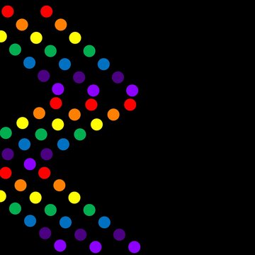 Colorful Rainbow Dotted Chevron Pattern on Black Background