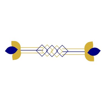 Elegant Blue and Gold Geometric Decorative Divider on White Background