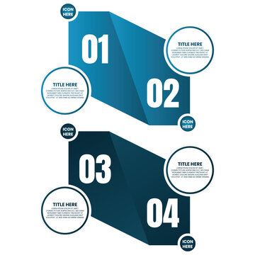 Four Step Blue Folded Ribbon Infographic with Numbered Sections and Circular Labels for Business Workflow and Project Planning