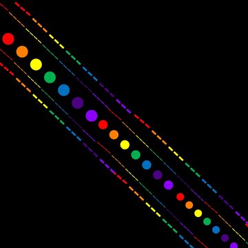Diagonal Rainbow Dotted Lines on Black Background