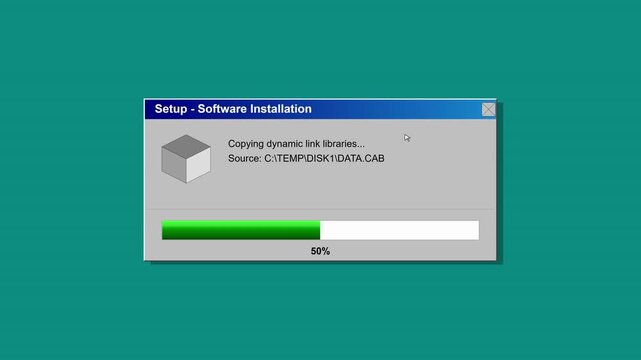 Operating system interface displaying a crucial software installation, with a dynamic green progress bar visually rendering the ongoing component setup and digital process