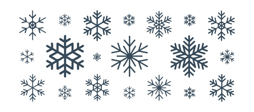 Snowflake icons winter symbols for christmas new year and cold weather decoration design.
