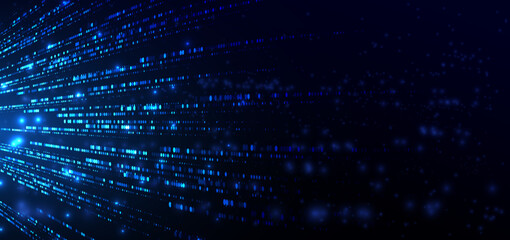 Obraz na płótnie Canvas Abstract Blue Digital Data Network Background with Glowing Dots and Futuristic Technology.