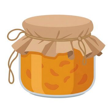 homemade orange jam jar vector illustration isolated on white background with rustic brown paper cover and twine tie delicious fruit preserve for breakfast graphics web design and food packaging