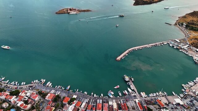 Aerial View of Cunda Island in Ayvalik Balikesir Turkey