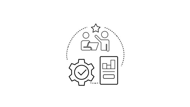 Implement the changes animated line concept icon. Scaling agile business operations. Modern workforce training initiatives on transparent background motion video.