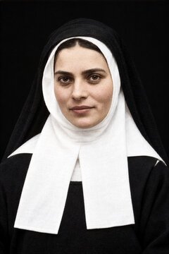 Portrait of Saint Bernadette Soubirous. Saint of the Catholic Church. AI modified