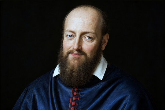 Saint Francis de Sales. Photorealistic portrait inspired by traditional Christian iconography. AI modified