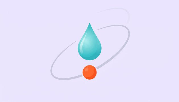 Waterdrop floating above a glowing orange sphere symbolizes the connection between liquid resources and energy.