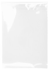 Obraz na płótnie Canvas Empty Transparent Plastic Resealable Zip Lock Bag Isolated on Black Background