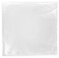 Obraz na płótnie Canvas Square Black Opaque Plastic Record Sleeve or Poly Bag Isolated on Black Background