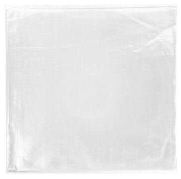 Square Black Opaque Plastic Record Sleeve or Poly Bag Isolated on Black Background