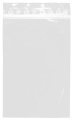 Obraz na płótnie Canvas Clear Resealable Ziplock Plastic Bag Overlay with Printed PE-LD 04 Recycling Symbols on Top Header