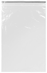 Obraz na płótnie Canvas Crinkled Transparent Ziplock Plastic Bag Texture with Glossy Upper Wrinkles and Press Seal Track
