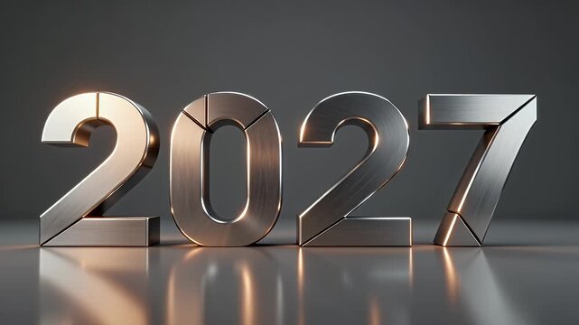 Titanium Segments Assemble into Geometric 2027 New Year Numerals