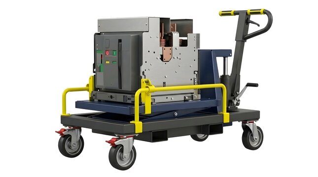 Industrial Mobile Equipment on Platform Cart with Handle and Wheels