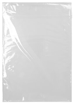 Sleek Clear Plastic Bag Texture with a Bright Sweeping Diagonal Crease and Rippled Left Edge