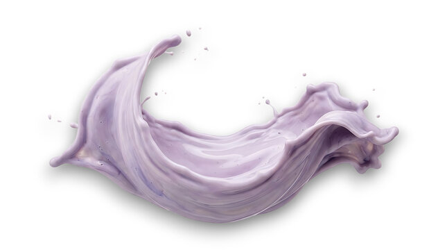 A smooth purple liquid splash of yogurt or milk swirling in a dynamic motion shape