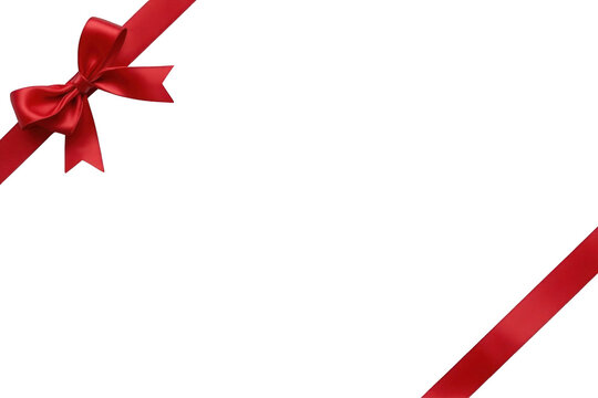 Lustrous red ribbon corner with decorative bow detailed product cutout
