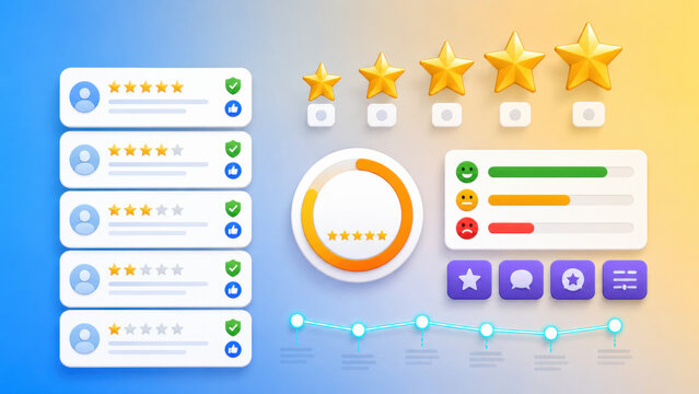Rating of five stars presented with clear form balanced lighting and realistic material detail