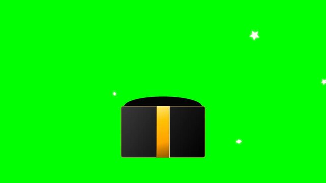 VIP Luxury Black Gift Box Explosion with Gold Confetti on Green Screen