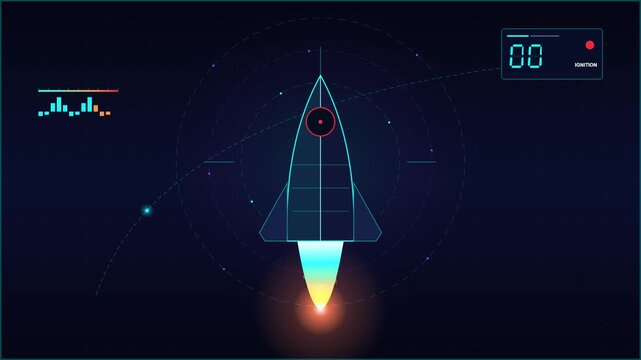 Futuristic spaceship cockpit HUD display with targeting system